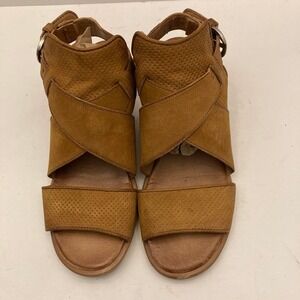 Miz Mooz Suede Leather Sandals Brown Cross‎ Straps Womens 6.5-7 EU 37